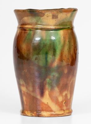 Multi-Glazed Redware Cream Pitcher, attrib. S. Bell & Sons, Strasburg, Virginia, c1890