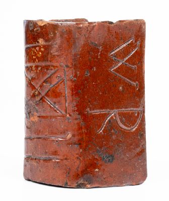 Very Rare Redware Book-Form Inkwell, Inscribed 