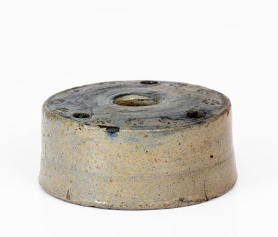 Cobalt-Decorated Stoneware Inkwell w/ Impressed Decoration, probably New York State, c1825