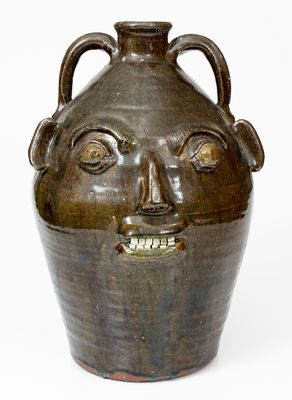 Rare Large Burlon Craig Face Jug w/ Double Row of Teeth, ex. Bishop/Johnson Collection