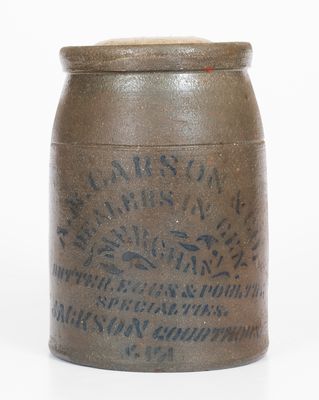 Scarce Stoneware Canning Jar w/ Jackson Courthouse, WV Advertising, Western PA origin