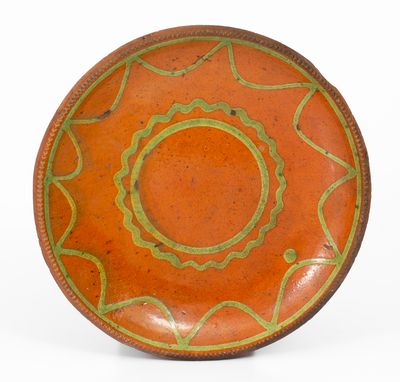 Fine Copper-Slip-Decorated Redware Dish, Mid-Atlantic origin, 19th century