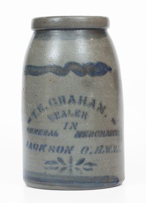 Scarce Jackson Courthouse, WV Stoneware Advertising Canning Jar, made in Greensboro, PA