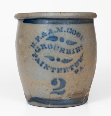 Very Rare Paintertown, PA Advertising Stoneware Jar, Western PA origin