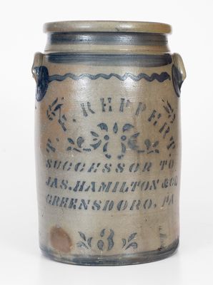 T.F. REPPERT / SUCCESSOR TO / JAS. HAMILTON & CO / GREENSBORO, PA Stoneware Jar