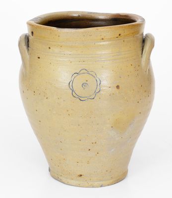 Two-Gallon Stoneware Jar w/ Impressed Floral Decoration, probably Josiah Chapman, Troy, NY