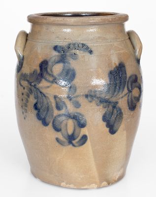 Five-Gallon J. WEAVER, Beaver, PA Stoneware Jar w/ Cobalt Floral Decoration