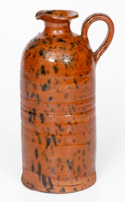 Rare Copper-Decorated Redware Ink Bottle, probably New England origin