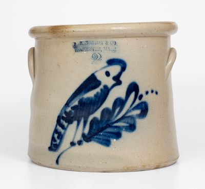 Two-Gallon F.B. NORTON & CO. / WORCESTER, MASS. Stoneware Parrot Crock