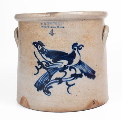 Rare and Fine F.B. NORTON & CO / WORCESTER, MASS. Four-Gallon Double Bird Crock