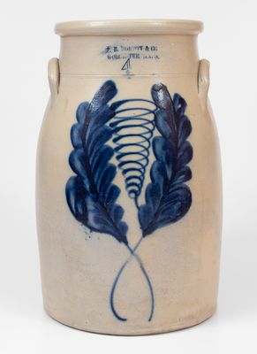 Four-Gallon F.B. NORTON & CO / WORCESTER, MASS. Cobalt-Decorated Stoneware Churn