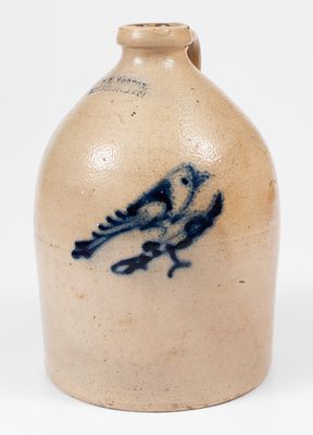 One-Gallon J. & E. NORTON / BENNINGTON, VT Stoneware Bird Jug, c1855