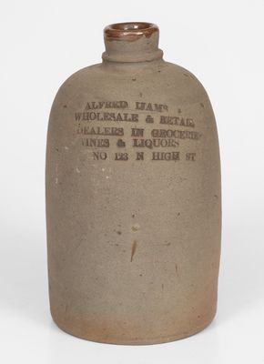 Scarce Small-Sized Baltimore Stoneware Advertising Jug, Alfred Ijams, High Street