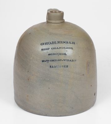 Stoneware Jug w/ Smith's Wharf / Baltimore Ship Chandler's Advertising, c1875