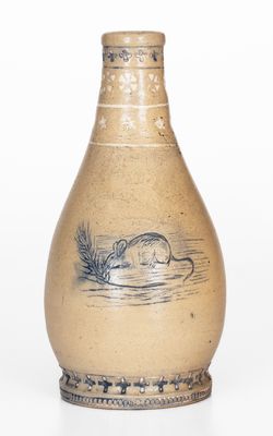 Very Rare Stoneware Bottle w/ Incised Mouse Decoration, probably White's Utica, 1878