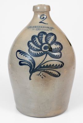 F. STETZENMEYER & G. GOETZMAN / ROCHESTER, N.Y. Two-Gallon Stoneware Jug, 1853-60