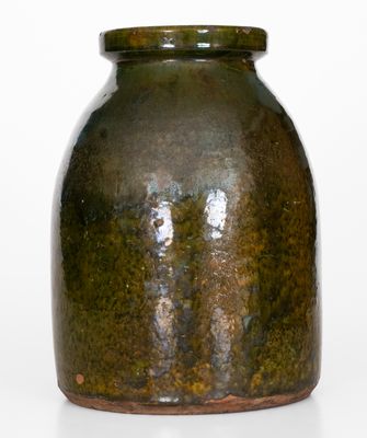 Fine Massachusetts Redware Jar w/ Green Glaze