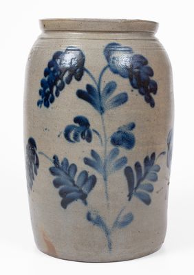 2 Gal. Stoneware Jar w/ Elaborate Floral Decoration, Remmey Pottery, Philadelphia, PA