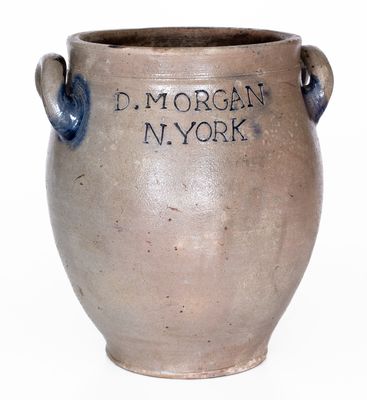 Extremely Rare D. MORGAN / N. YORK One-Gallon Open-Handled Stoneware Jar, c1800