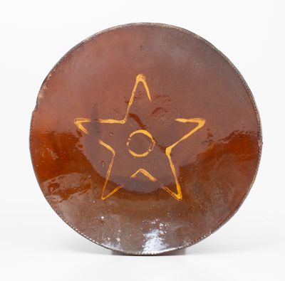 Huntington, Long Island Redware Plate with Star Decoration