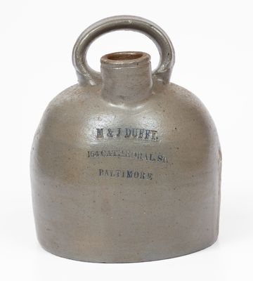 Scarce M. & J. DUFFY / 164 CATHEDRAL ST. / BALTIMORE Stoneware Liquor Jug