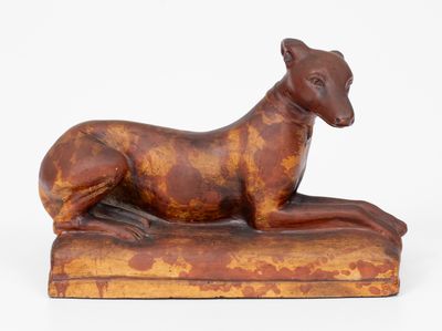 Very Rare Stoneware Whippet Figure attrib. Joseph Bell, Muskingum County, Ohio