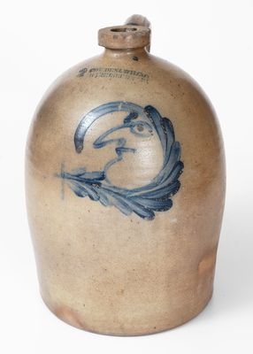 COWDEN & WILCOX / HARRISBURG, PA Man-in-the-Moon Jug, Pictured in Made of Mud