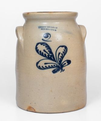 2 Gal. JOHN BURGER / ROCHESTER Stoneware Jar w/ Slip-Trailed Decoration