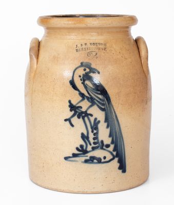 2 Gal. J. & E. NORTON / BENNINGTON, VT Stoneware Pheasant on Stump Jar