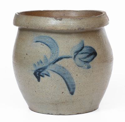 Rockingham County, VA Stoneware Cream Jar w/ Floral Decoration