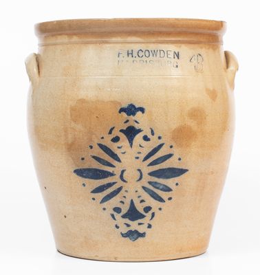 3 Gal. F. H. COWDEN / HARRISBURG, PA Stenciled Stoneware Jar