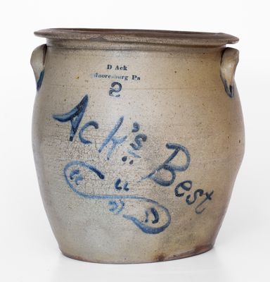 Exceedingly Rare D Ack / Mooresburg PA 2 Gal. Stoneware Jar Inscribed 