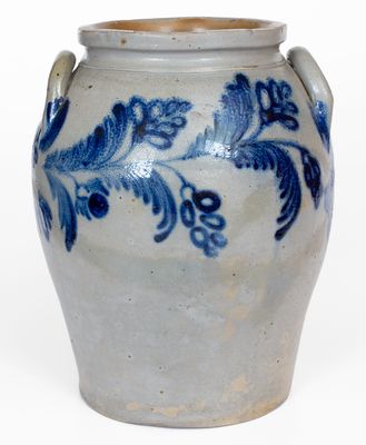 4 Gal. Baltimore, MD Stoneware Jar with Elaborate Floral Decoration, circa 1840