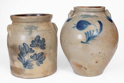 Lot of Two: Stoneware Jars, E. A. MONTELL / OLEAN, NY and N. CLARK & CO. / LYONS, NY