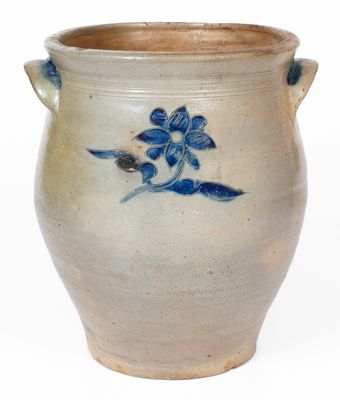 Rare att. James Egbert / Durrell Williams, Poughkeepsie, NY, Late 18th Century Incised Stoneware Jar