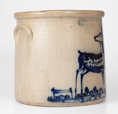 Extremely Rare F. B. NORTON & CO. / WORCESTER, MASS. Crock w/ Elaborate Deer Decoration