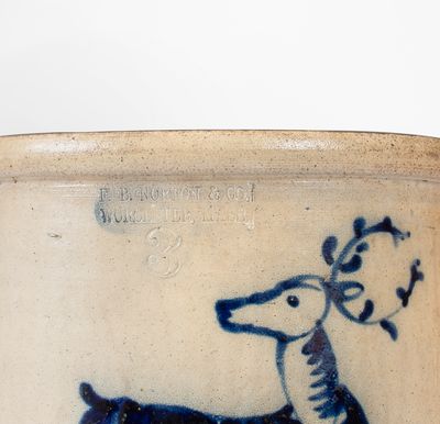 Extremely Rare F. B. NORTON & CO. / WORCESTER, MASS. Crock w/ Elaborate Deer Decoration