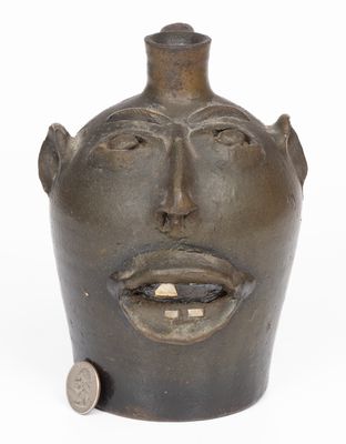 Attrib. Brown Pottery, Arden, North Carolina, Stoneware Face Jug, c1930