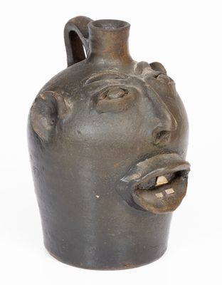 Attrib. Brown Pottery, Arden, North Carolina, Stoneware Face Jug, c1930