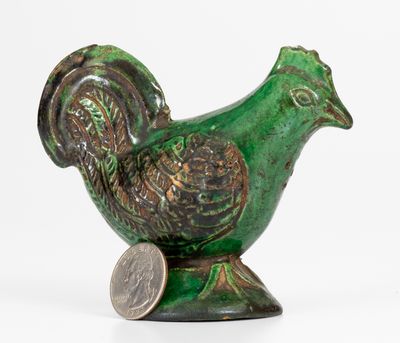 Rare and Fine Moravian Redware Chicken Caster, Salem, NC, early 19th century