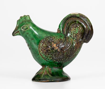 Rare and Fine Moravian Redware Chicken Caster, Salem, NC, early 19th century