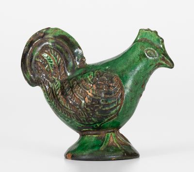 Rare and Fine Moravian Redware Chicken Caster, Salem, NC, early 19th century