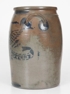 3 Gal. EAGLE POTTERY (Greensboro, PA) Stoneware Jar w/ Stenciled Eagle Decoration