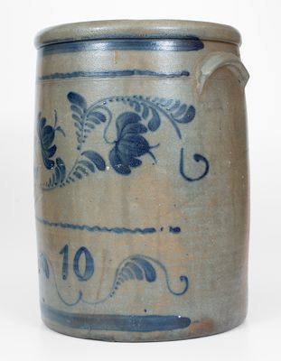 10 Gal. Western PA Stoneware Jar with Elaborate Floral Decoration