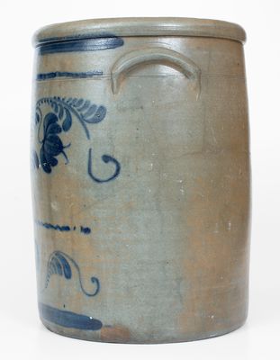 10 Gal. Western PA Stoneware Jar with Elaborate Floral Decoration