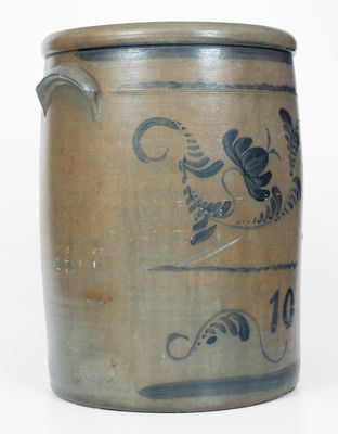 10 Gal. Western PA Stoneware Jar with Elaborate Floral Decoration