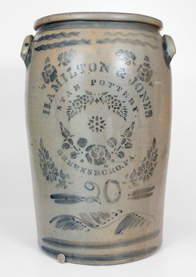 20 Gal. HAMILTON & JONES / STAR POTTERY / GREENSBORO, PA Stoneware Jar