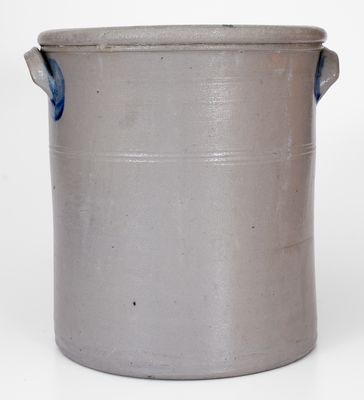 Exceptional 4 Gal. Western PA Stoneware Crock w/ Elaborate Freehand Floral and Vine Decoration