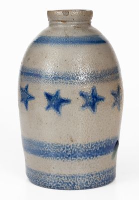 Rare Western PA Stoneware Canning Jar w/ Stars and Stripes Decoration