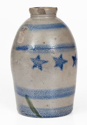 Rare Western PA Stoneware Canning Jar w/ Stars and Stripes Decoration